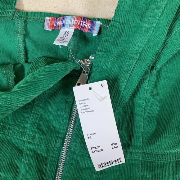 Urban Outfitters Green Corduroy Halter Jumpsuit XS NWT Zip Front Retro Style - Picture 7 of 9